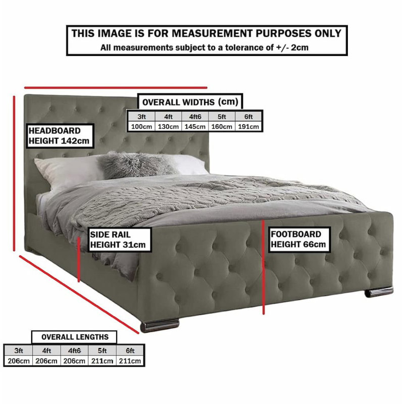 Carlos Upholstered Bed Frame, King (5'), Red