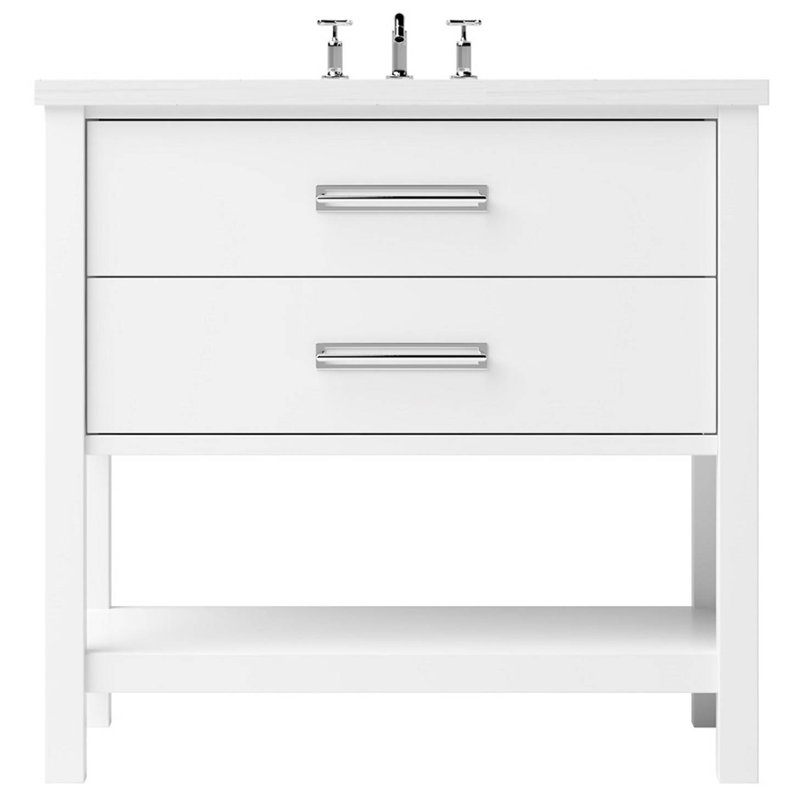 Kiawah Two-Drawer Single Bath Vanity, Pure White, 42", Polished Chrome