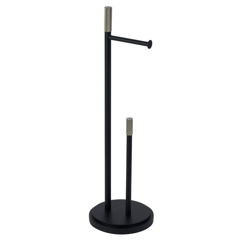 Chester Free Standing Toilet Paper Holder, Matte Black/Satin Nickel