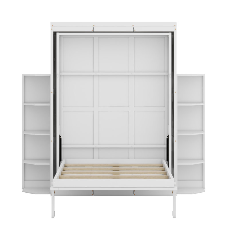 Lit escamotable avec armoire murale cachée, Blanc
