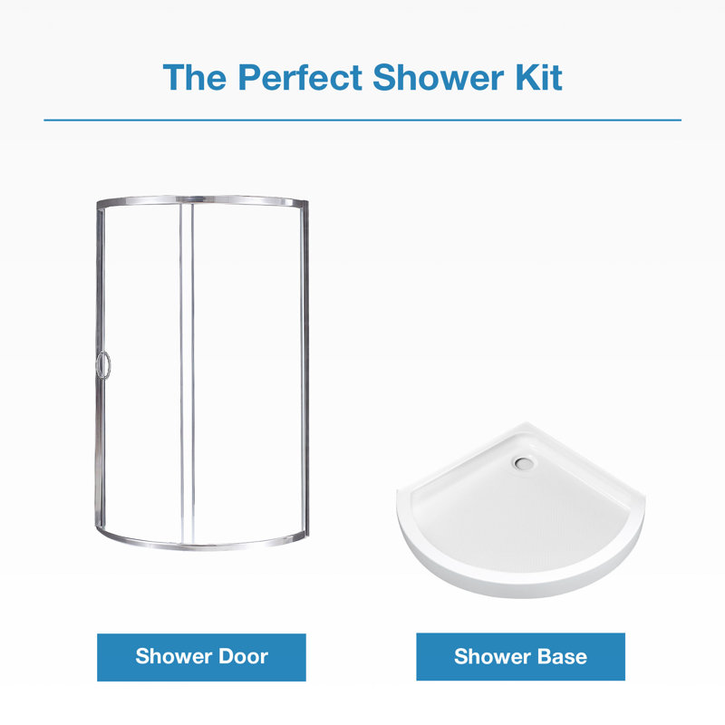 Breeze 36'' x 76'' Frameless Chrome Shower Kit with Clear Glass