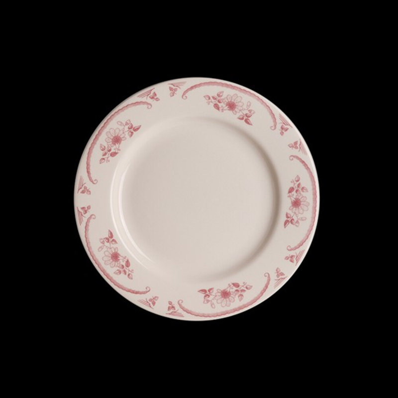 AMERICAN ROSE Plate Rolled Edge, White/Pink