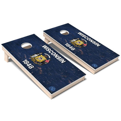 Wisconsin State Flag Full Color All-Weather Composite Cornhole Board Set