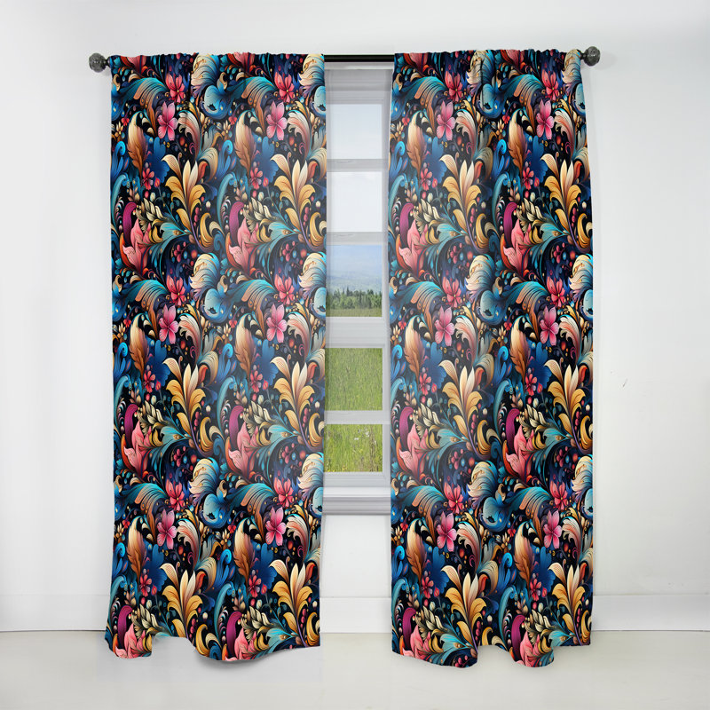 Motif cachemire Nomadic Vibes - Rideau floral - Rideau floral obscurcissant - 1 panneau, L 52 po x L 84 po