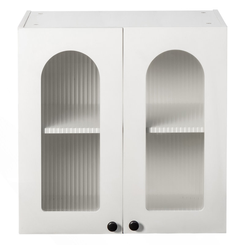 Arched Glass Door Display Wall Mounted Cabinet With Adjustable Shelves