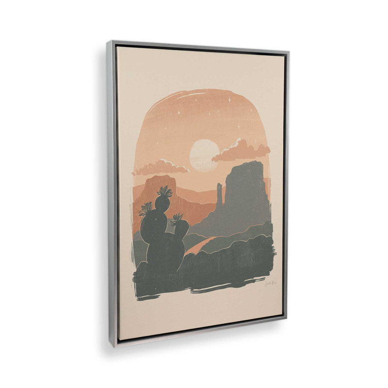 Cactus Silhouettes I, reproduction sur toile dans un cadre, H 12,75 po x l 8,75 po, Chrome poli