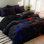 Literie en microfibre Shenglei à imprimé géométrique bleu, rouge et noir avec 2 taies d'oreiller, 1 place, 3 pièces (garnitures non comprises)