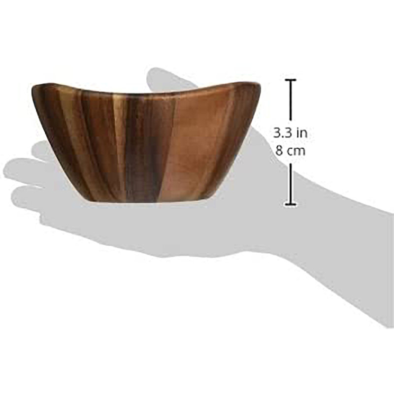 Acacia Medium Brown Circular Serving Bowls, Set of 4