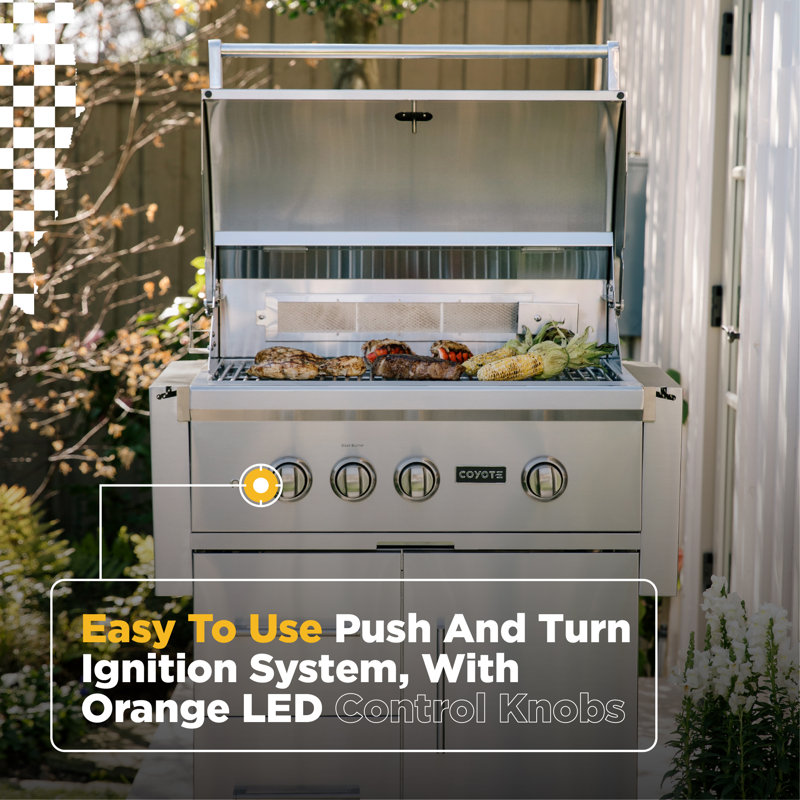 Coyote Grills 4-Burner Convertible Gas Grill with Smoker, Liquid Propane