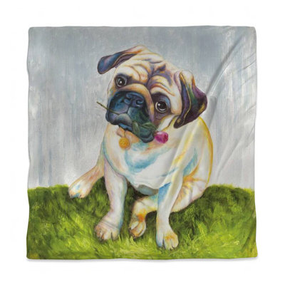 Cute Pug Duvet Cover - Blue Animal Pet Decor Bedding