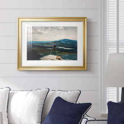 Vue depuis la montagne (ou le guide) - Winslow Homer - reproduction encadrée avec passe-partout et verre - c. 1890