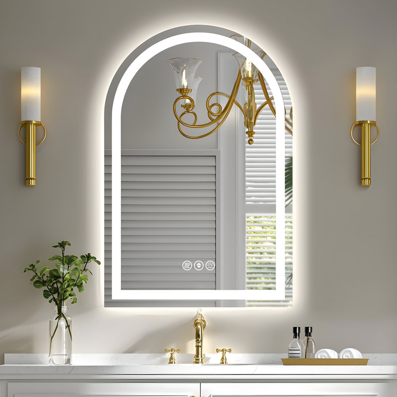 Lunara UL Certified Arch Wall Mirror, LED Bathroom Vanity Mirror with Dimmable 3-Color Lighting & Anti-Fog, 36" x 24"