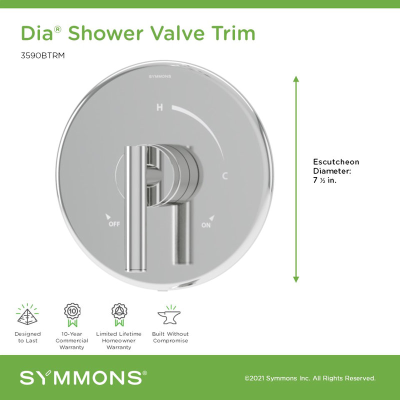 Dia Single Handle Shower Valve Trim, Polished Chrome