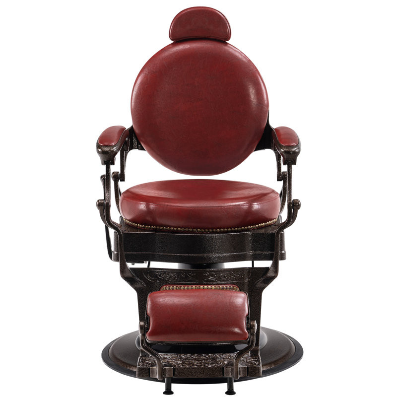 Bettyjo Vegan Leather Heavy Duty Metal Hydraulic Manual Swivel Salon Recliner, Red Faux Leather