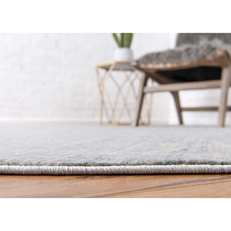Tapis argenté à chevrons Frodsham, Rond 8 pi