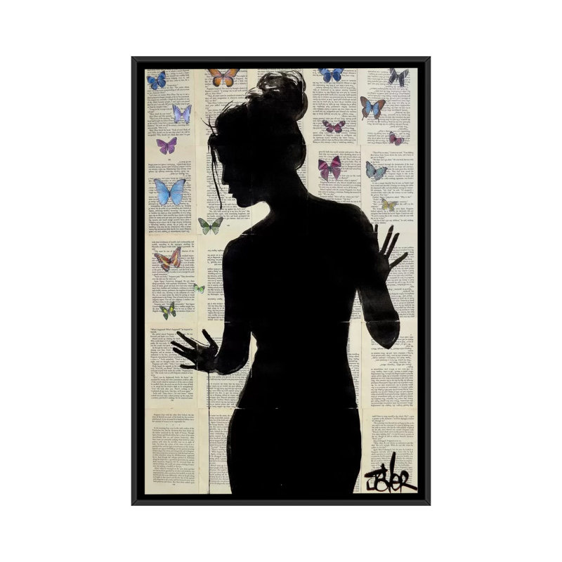 «Butterfly Effect», impression sur toile tendue, H 26 po x l 18 po x P 1,5 po, Toile avec cadre noir, Pas de tapis