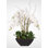 Real Touch White Phalaenopsis Orchids in a Black Metal Zinc Pot