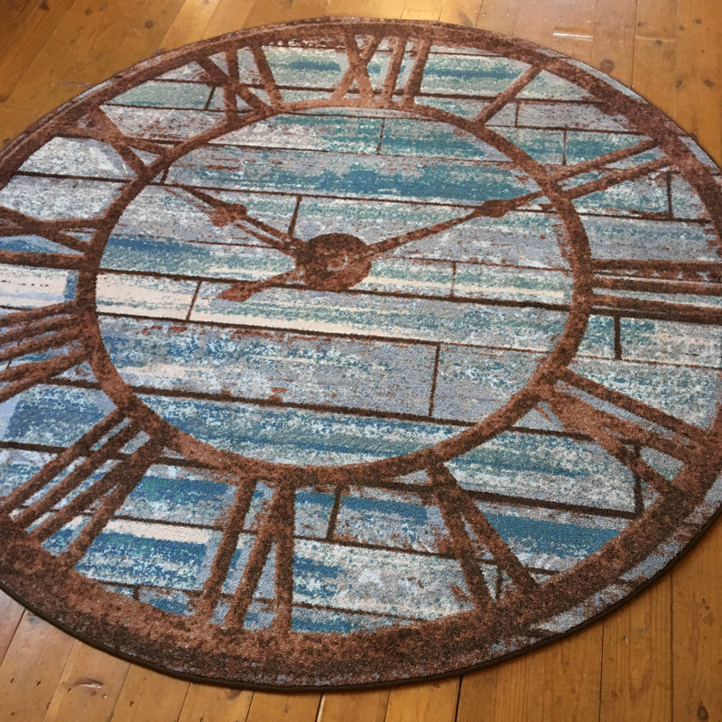 Tapis bleu tissé à la machine Marlee