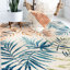 Tapis intérieur / extérieur à motif floral orange / ivoire / bleu Onley Palm Frond-69986561