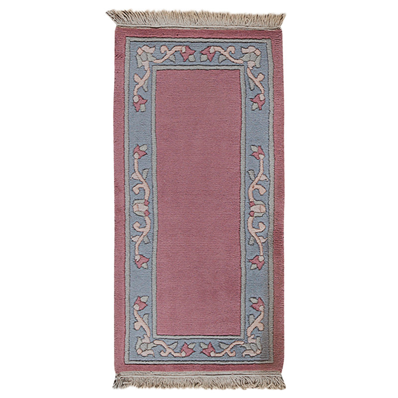 Hand Knotted Wool Area Rug in Rose