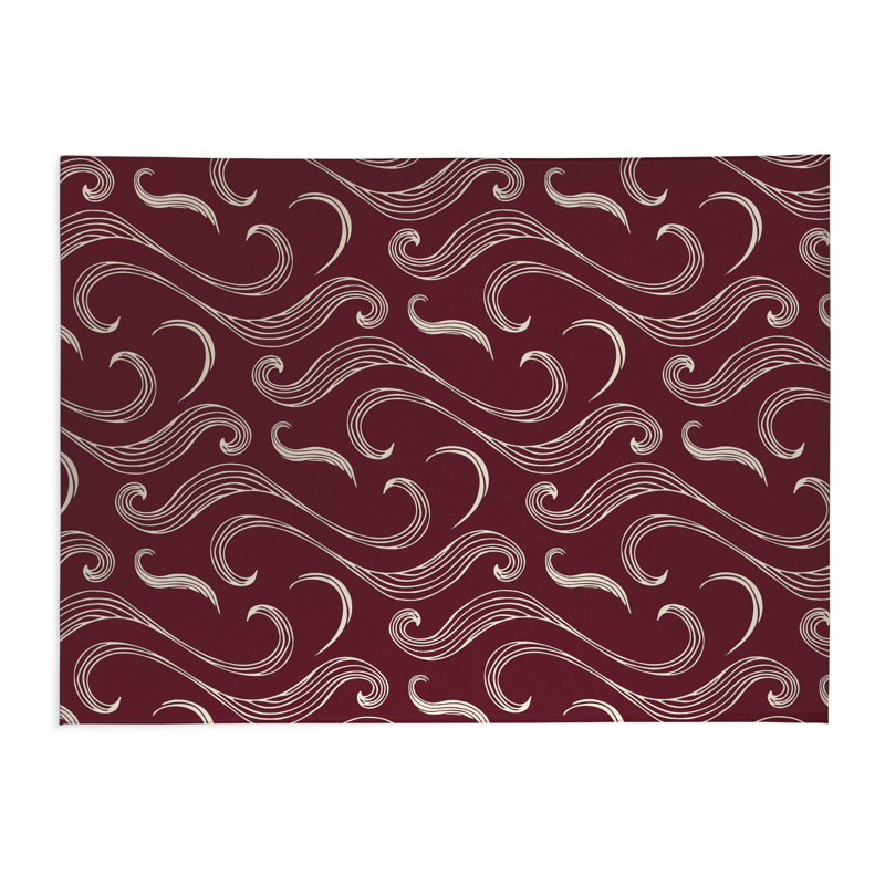 Ocean Current Low Profile Kitchen Mat, Rectangle 3' x 5', Wine