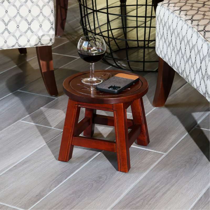 Wooden Step Stool In Cherry Color - Versatile Living Room Item Adds Elegance To, Cherry