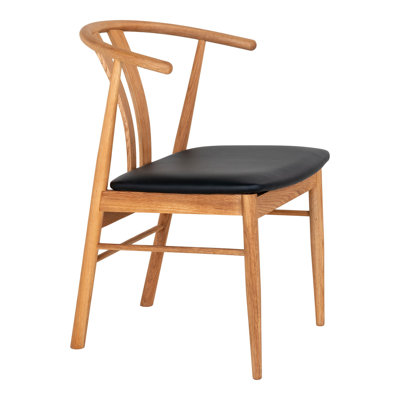 Elmhur 42.6cm H Polyester Upholstered Parsons Chair in Natural / Black