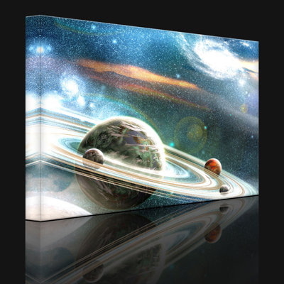 Planet With Numerous Celebrities Ring System by No - Wrapped Canvas Print