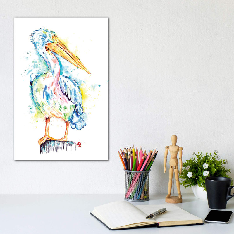 «Pelican» par Lisa Whitehouse - impression d'art graphique, Toile tendue, Pas de tapis, H 12 po x l 8 po x P 0,75 po