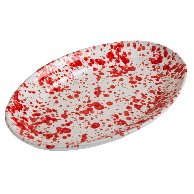 Taverna Speckled Oval Platter, Turquoise/White, Red