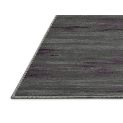 Machine Washable Abstract Gray Area Rug
