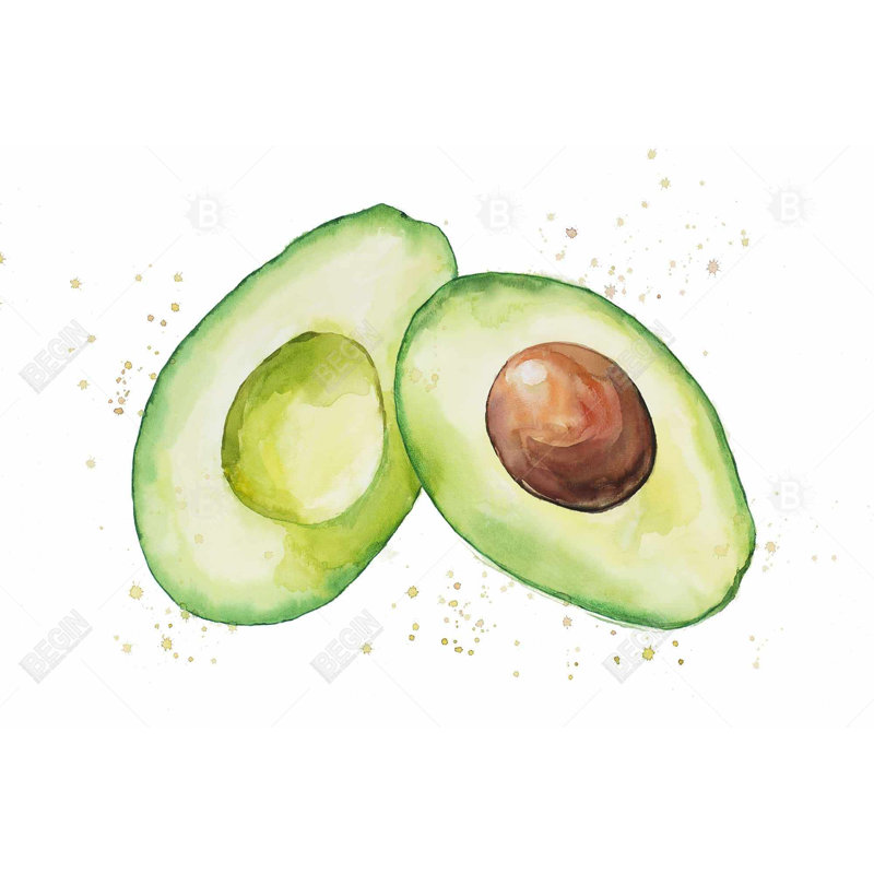 «Watercolor Open Avocado» sur toile