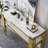 47.2" Modern White Faux Marble Narrow Console Table With Storage Shelf And 4 Gold Legs