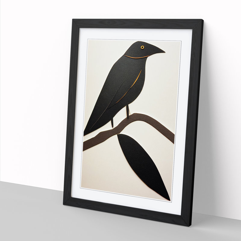 Crow Bird Ornament - Wall Art, 34cm H x 25cm W x 2cm D, Oak