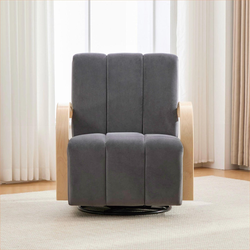 Fauteuil d'appoint rotatif capitonné Modern Channel, Gris
