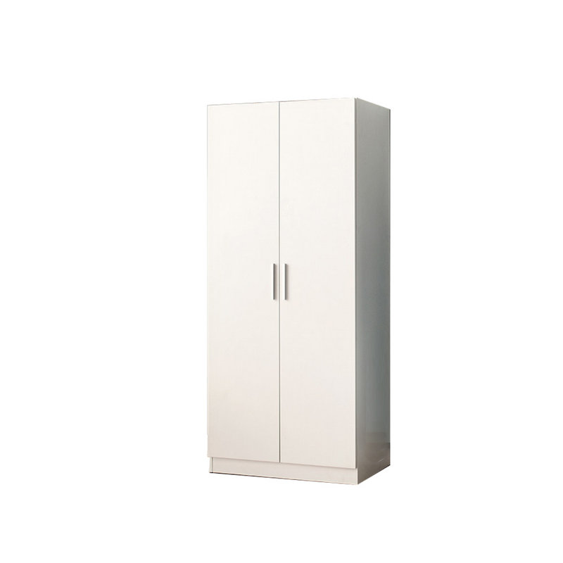 Garde-robe debout Avy avec 2 barres de suspension et 5 tablettes, porte double, blanc