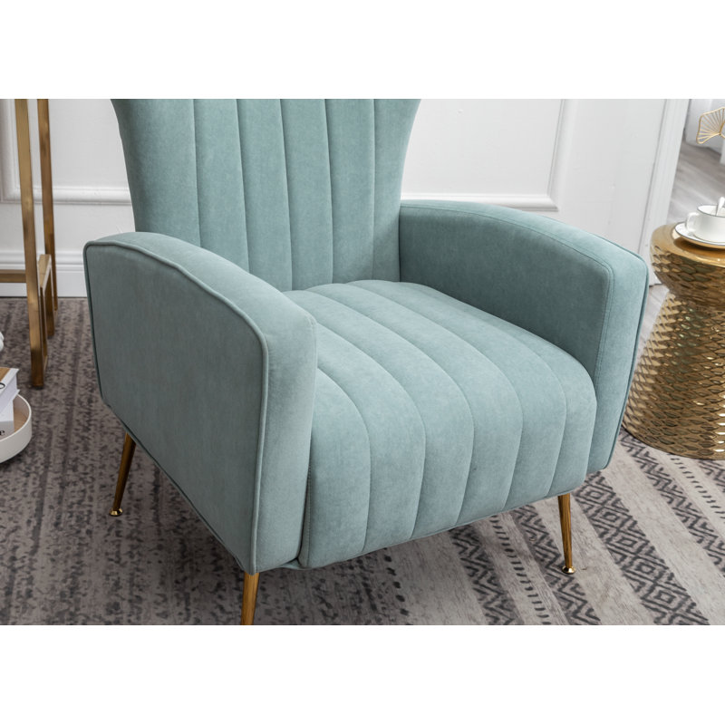 Fauteuil à oreilles en velours de 27 po de largeur Milana, Velours sarcelle