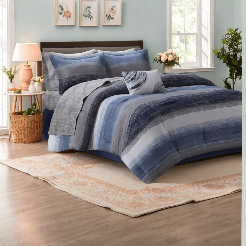 de literie pour grand lit 1 pièce, microfibre ultra-douce, motif à rayures moderne pour le confort de la maison
