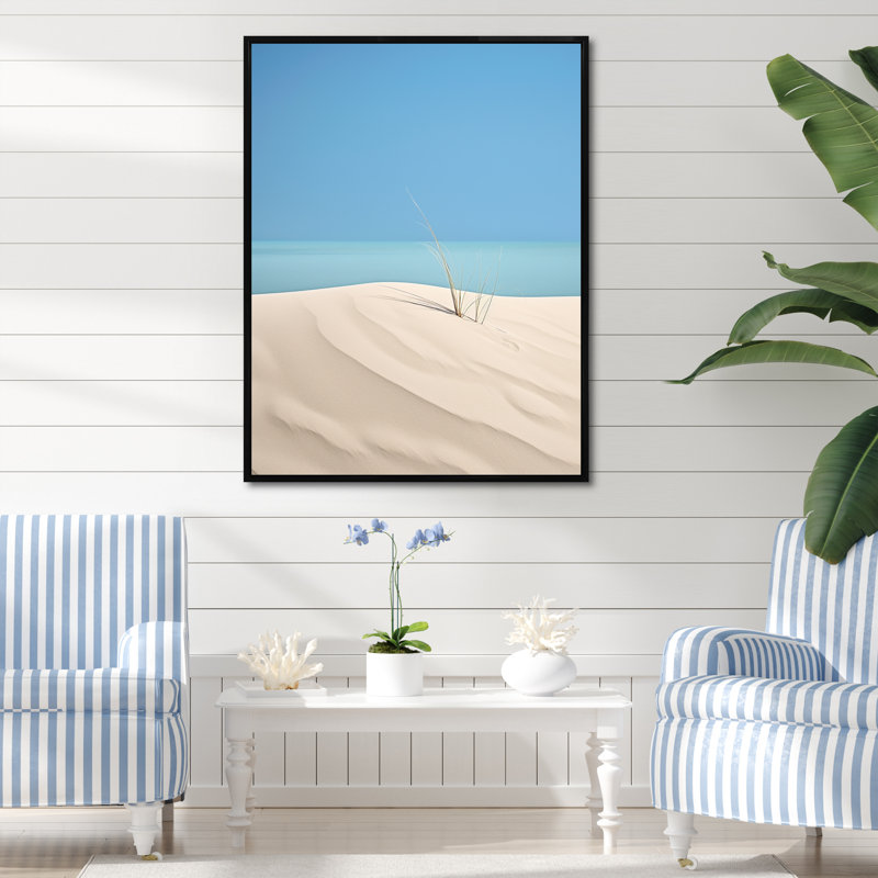 White Dune Solitude sur toile, H 32 po x l 24 po x P 1 po, Cadre flottant noir