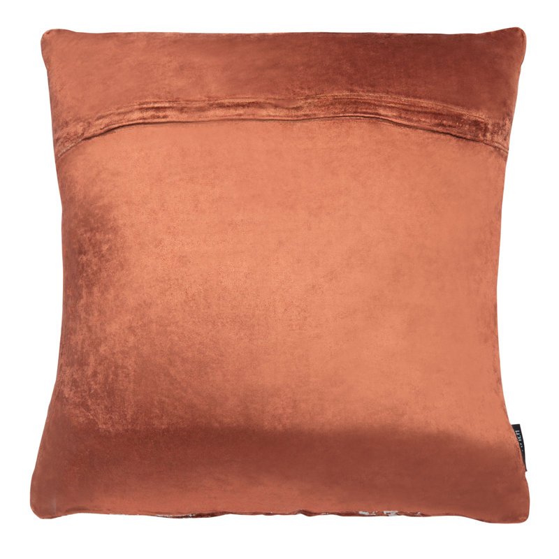 Burnt Orange Velvet Square Decorative Pillow with Silver Foil