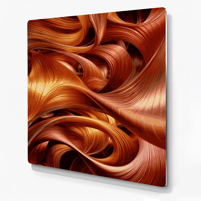 Abstraction numérique 23, art mural en métal brun, H 8 po x l 8 po
