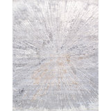 Machine Woven Polyester/Polypropylene Plastic Abstract Area Rug in Gray/Ivory