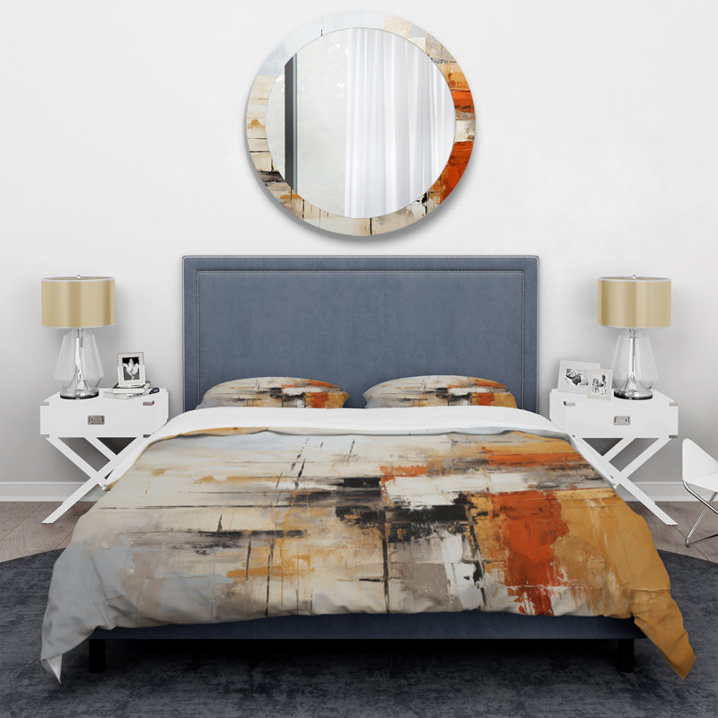 Ensemble de housse de couette fractal orange et noir - Impressions fractales - Polyester