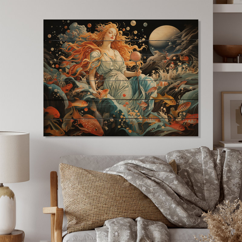 Chef-d'œuvre de la naissance de Vénus II sur bois, H 30 po x l 40 po x P 0,78 po