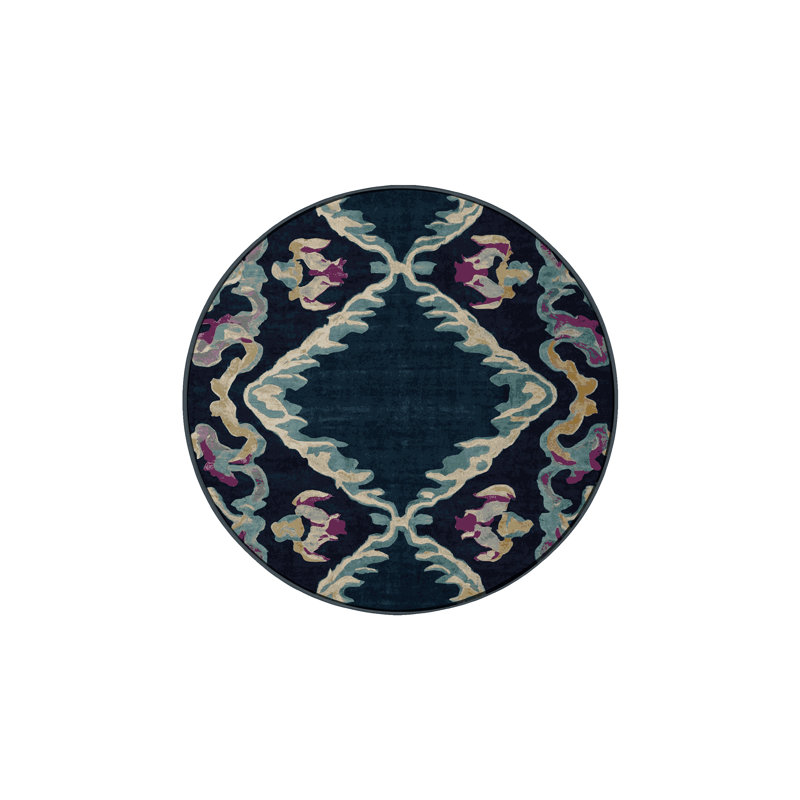 Machine Washable Grey Area Rug, Round 5'
