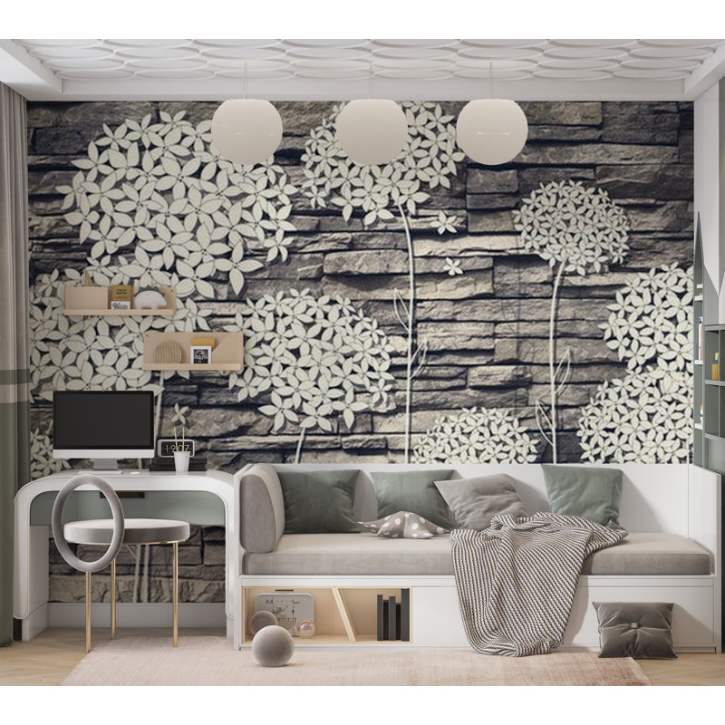 Murale fleurs de pierres, L 27 po x l 39 po