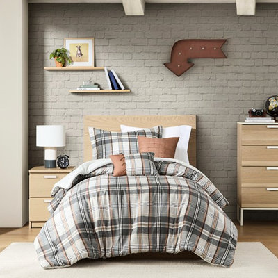Édredon double / grand, tissu en microfibre, 2 taies décoratives, coussins décoratifs, tissu écossais élégant, housse en microfibre