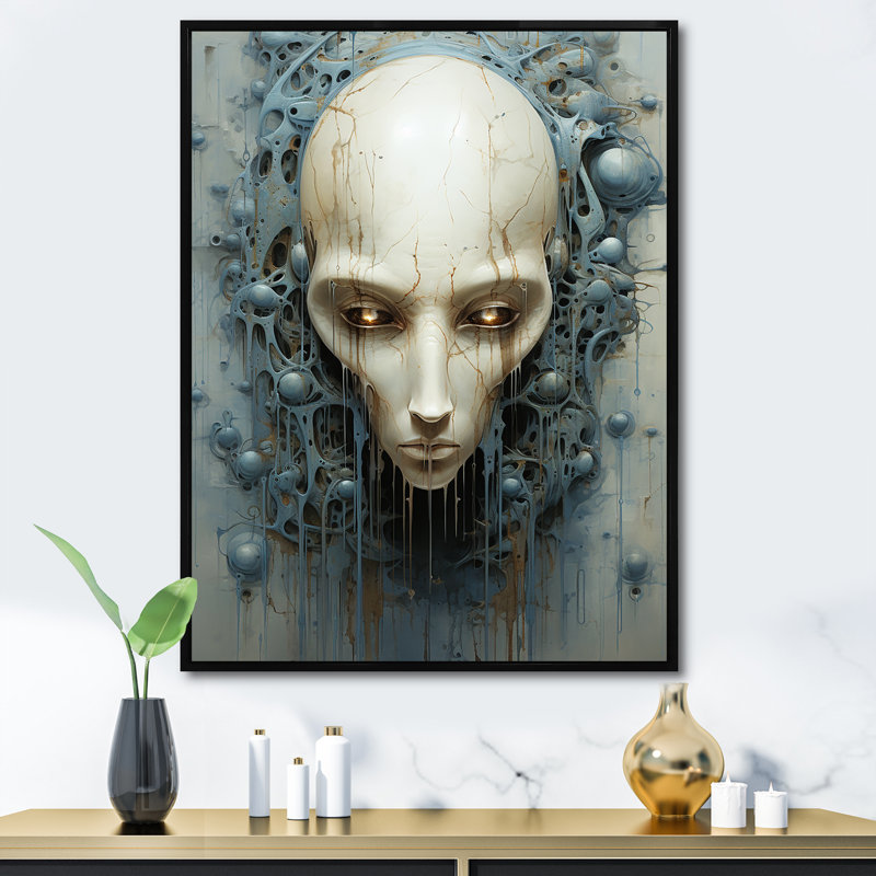 Minimalisme Aliens Skull II - décoration murale Aliens, H 32 po x l 24 po x P 1 po, Cadre flottant noir