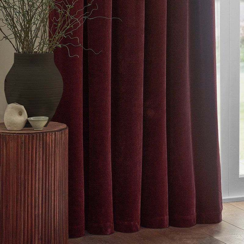 Heavy Chenille Room Darkening Curtain Panel Pair, Beetroot, 228cm Width x 228cm Drop