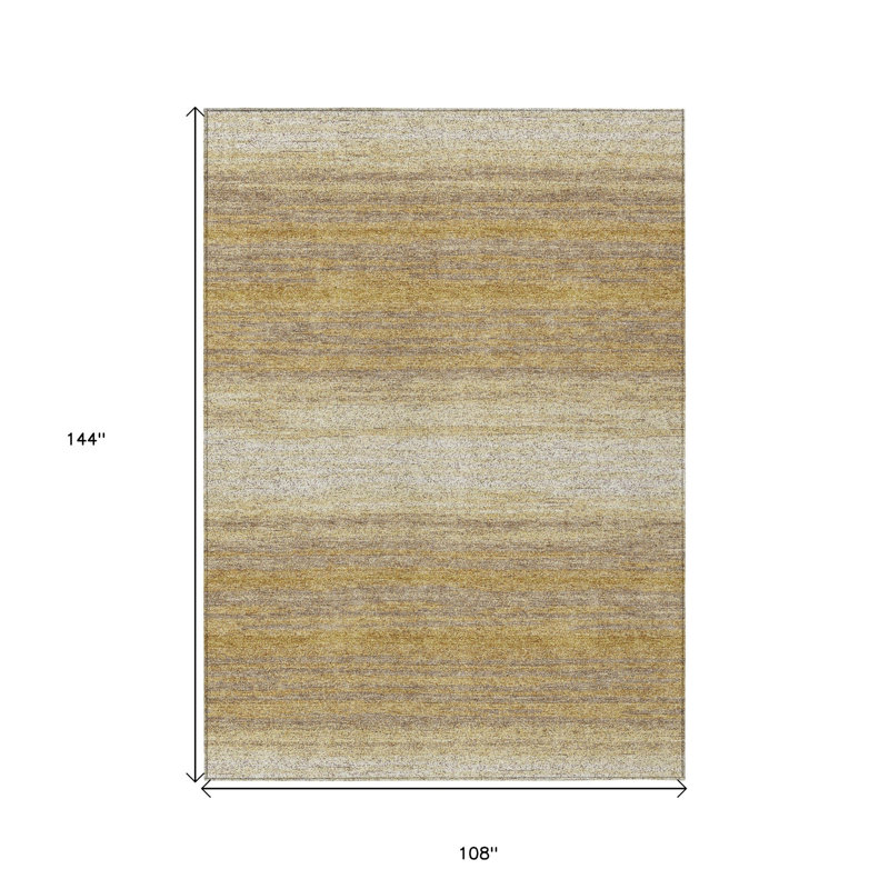 Tapis intérieur lavable rayé doré et beige 9 pi x 12 pi